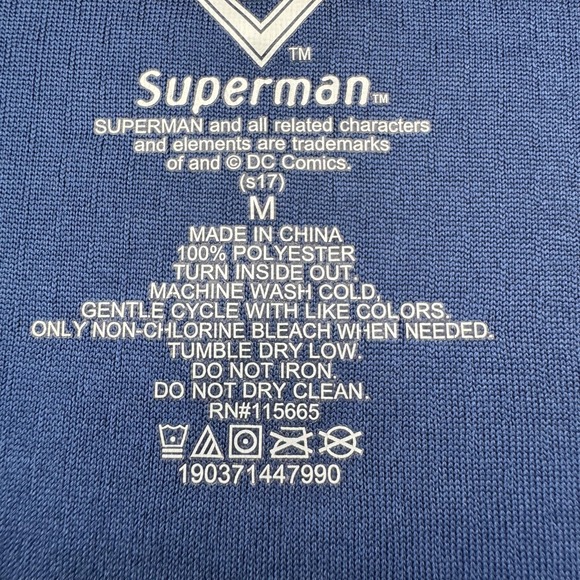 Superman Shirt Mens Medium Blue DC Comics Logo Athletic Tee Polyester S17 - Picture 8 of 10